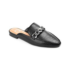 JOURNEE COLLECTION Womens Black Chain Hazina Square Toe Slip On Dress Mules 7